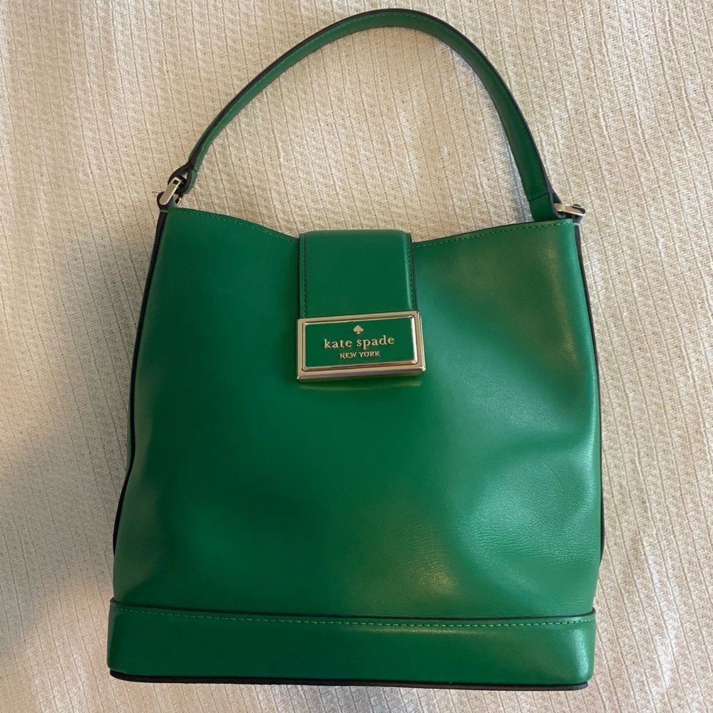 kate spade Green Leather Shoulder Bag with Gold Hardware
